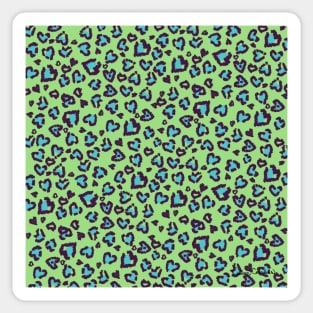 Valentine Leopard Pattern in Blue on Green Sticker